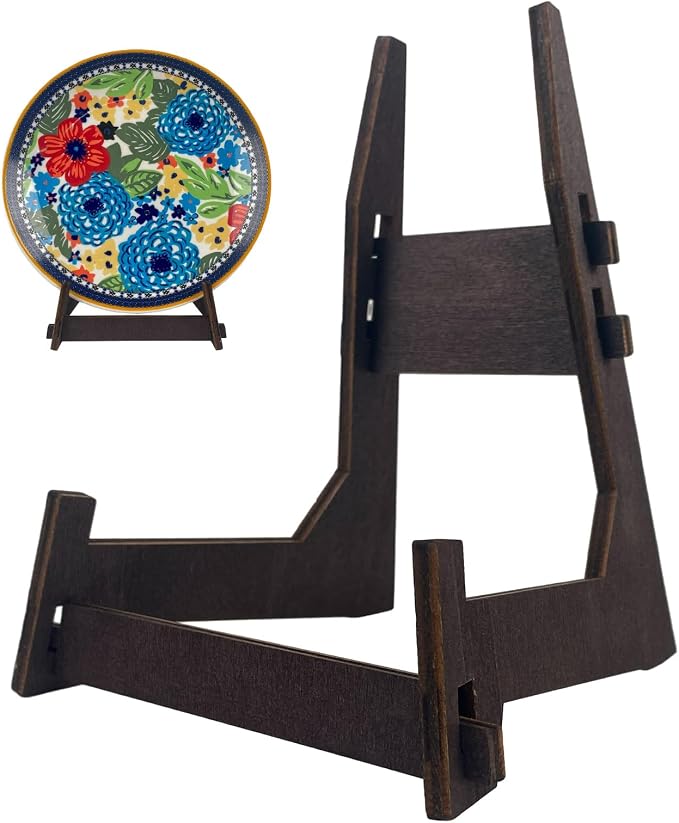 6 Inch Wooden Display Stand, Plate Holder by COLOOFO