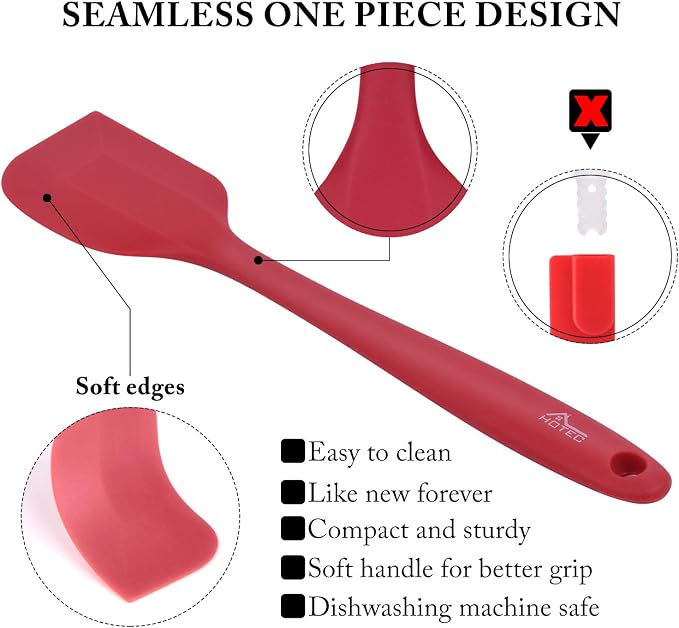 HOTEC Heat Resistant 600℉ BPA-Free Silicone Rubber Spatula Set, Kithchen - Image 6