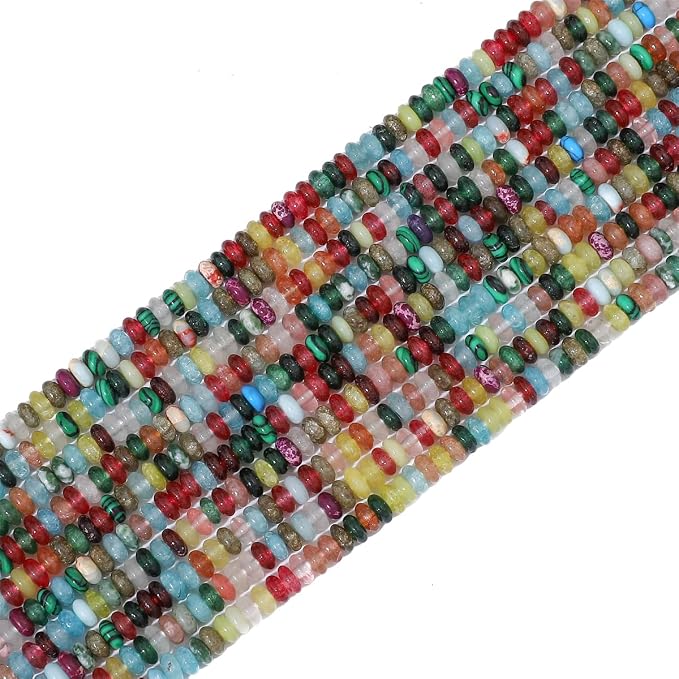 Natural Mix Colored Disk Stone Beads 4x2mm 160pcs Rondelle Loose Semi Gemstone - Image 7