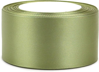 Olive Green Solid Satin Ribbon 2 Inch 25 Yards Solid Polyester Fabric Ribbon - Image 6