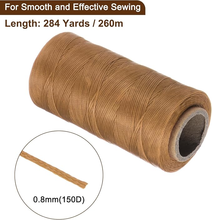 uxcell Leather Sewing Waxed Thread, 284 Yards / 260m 0.8mm 150D Flat Polyester - Image 2