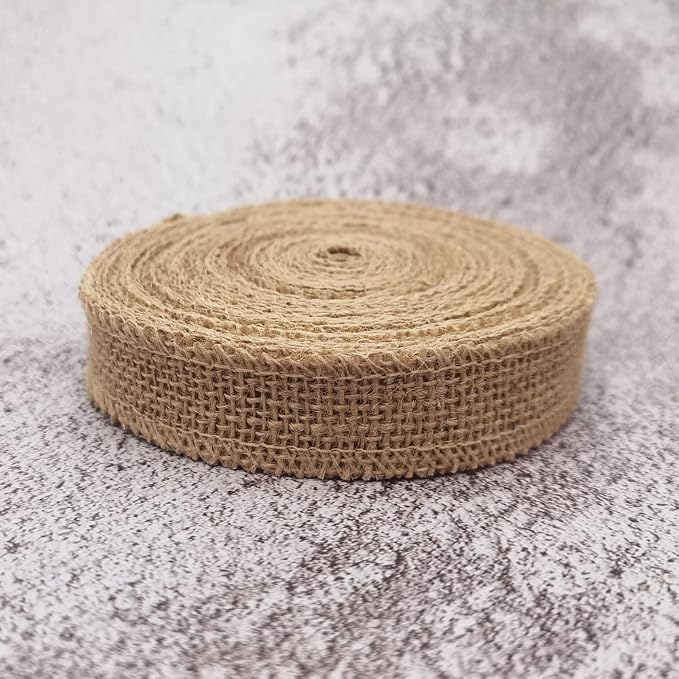 INSPIRELLE 1" Natural Burlap Fabric Roll 10 Yards Jute Ribbon - Image 2