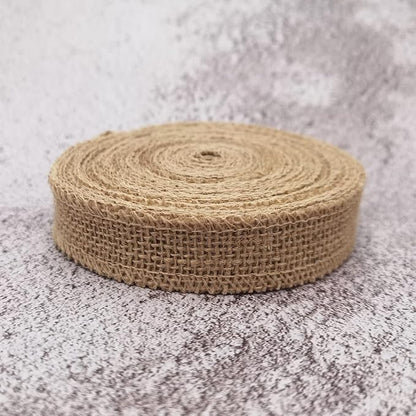 INSPIRELLE 1" Natural Burlap Fabric Roll 10 Yards Jute Ribbon - Image 2