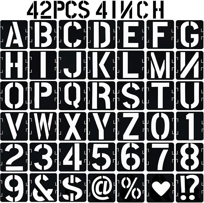 4 in Alphabet Number Stencils for Painting, Wall Art by createreedo