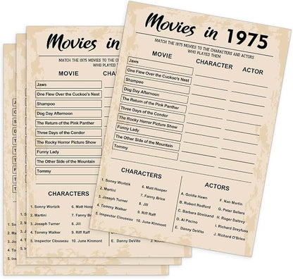 50th Birthday Party Games, Movie in 1975 Games, Birthday Party Supplies by QUPT