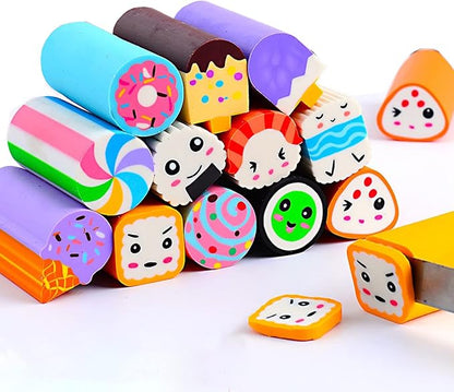 Food Erasers 12 Pack Sushi Desserts Desk Pet Erasers by Dreamm