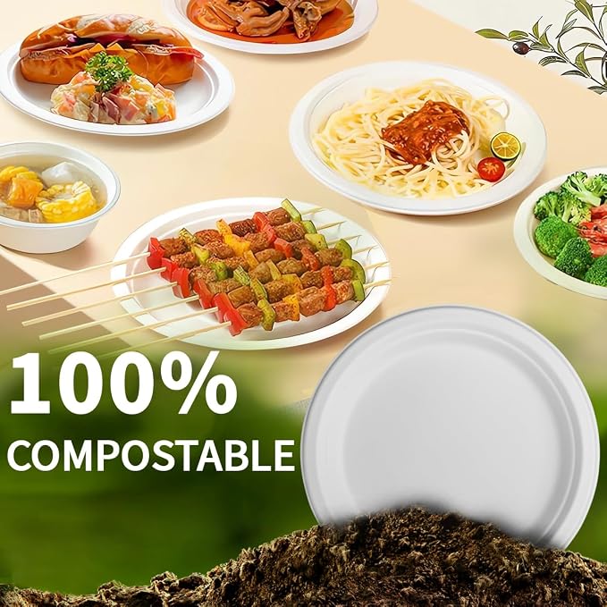 White Paper Plates 7 Inch Heavy Duty Disposable Dinner Plates Bulk, Small - Image 7