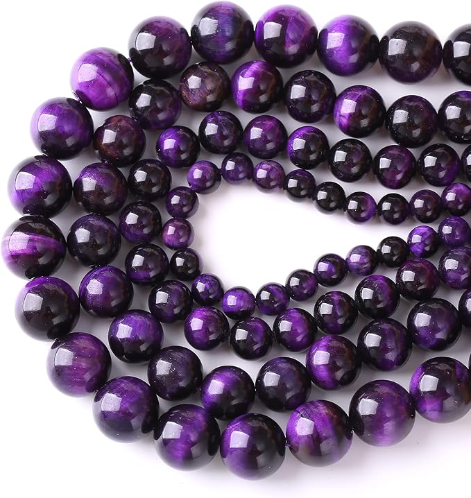 8mm 45pcs A+ Natural Purple Tiger Eye Stone Beads Round Spacer Loose Beads - Image 3