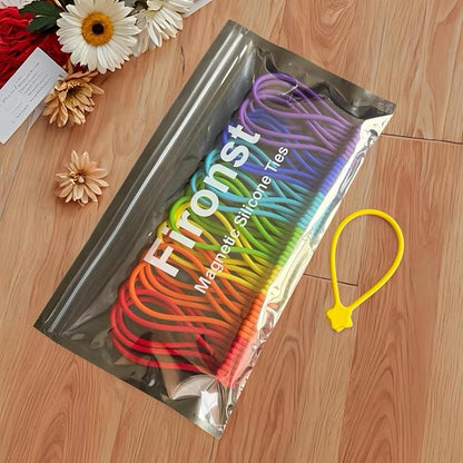 Reusable Silicone Magnetic Cable Ties, 28 Pack 7.48'' Magnetic Twist Ties - Image 7