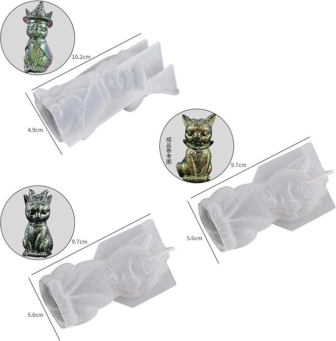 3 Pack Devil Cat Pirate Animal Silicone Candle Soap Mold - Image 2