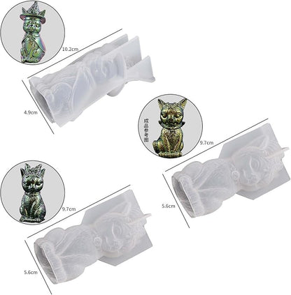 3 Pack Devil Cat Pirate Animal Silicone Candle Soap Mold - Image 2