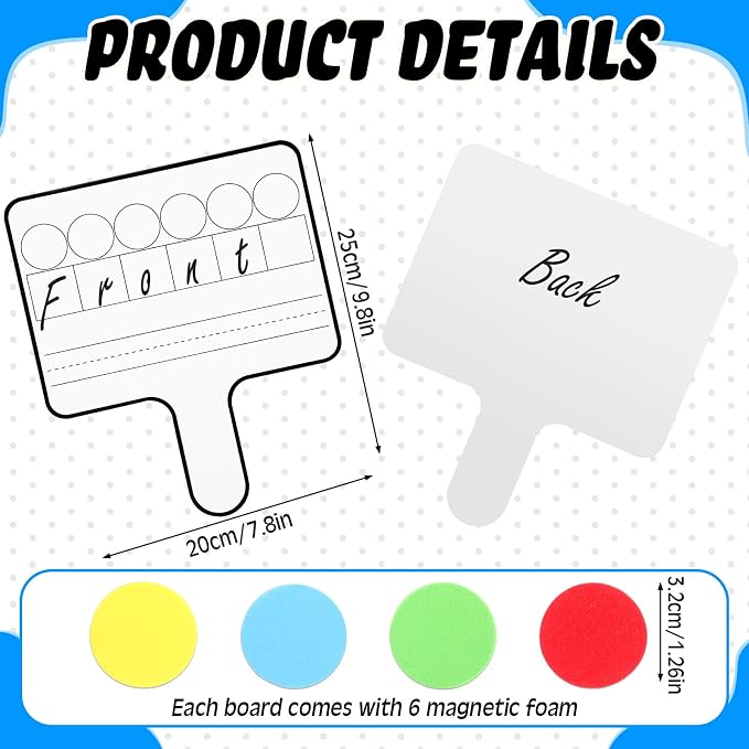 Seajan 18 Pcs Magnetic Paddle Set Education Dry Erase Double Side Handheld - Image 2