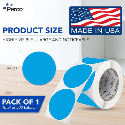 Perco Light Blue 3-Inch Round Circle Dot Sticker Labels - Image 2