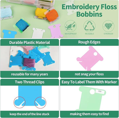 Yuahar 265Pcs Embroidery Floss Organizer Kit, 2 Removable 24-Grid Thread - Image 3