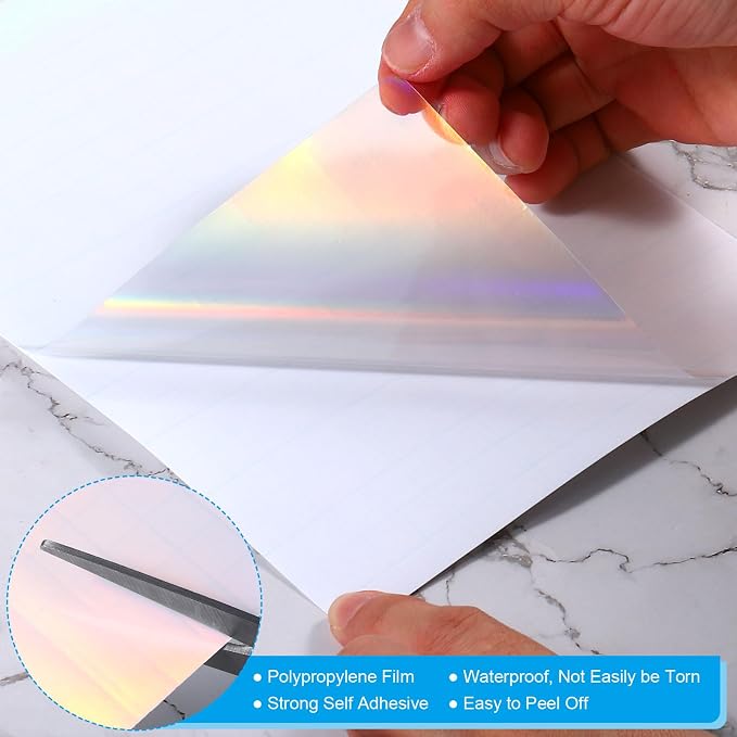 PATIKIL 8.3x5.8" Holographic Sticker Paper, 20Sheets A5 Polypropylene - Image 3