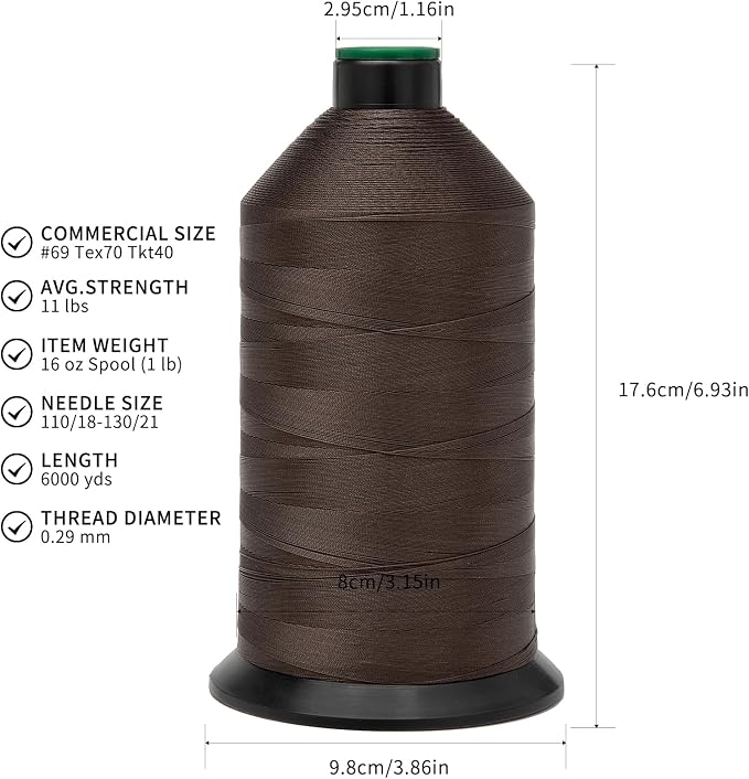 Extra Strong Bonded Nylon Thread #69 Tex70 – 16 OZ, Versatile Stitching Solution - Image 2