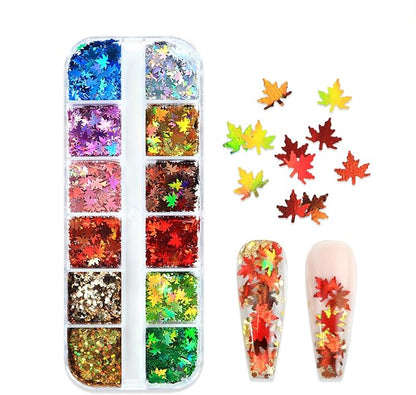 Thanksgiving Glitters Nails Sequins Fall Nail Glitter Sequins Autumn Maple Leaf - Image 4