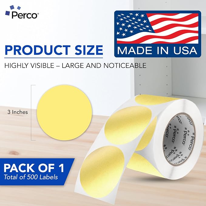 Perco Gold 3-Inch Round Circle Dot Sticker Labels - Image 2