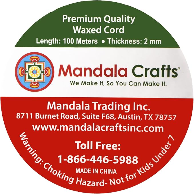 Mandala Crafts 2mm 109 Yards Chocolate Brown Cotton Waxed Cord - Image 3