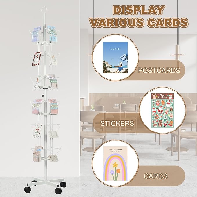 PATIKIL 6 Tier Rotating Greeting Card Rack, Metal Spinning Greeting Card - Image 5