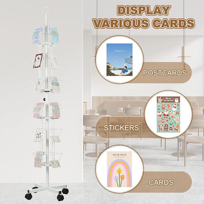PATIKIL 6 Tier Rotating Greeting Card Rack, Metal Spinning Greeting Card - Image 5