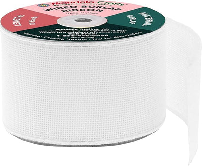 Mandala Crafts White Burlap Wired Ribbon 2.5 Inches Wide Jute Ribbons - Image 2
