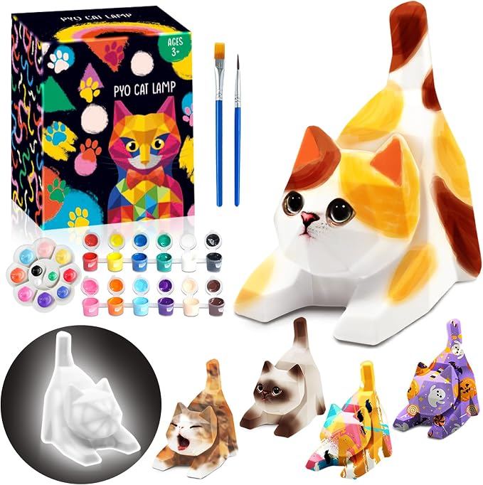 FUNZBO 4.3in Paint Your Own Cat Lamp Kit by FunzBo