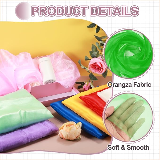 MECCANIXITY Iridescent Sheer Organza Fabric, 2 Yards x 59 Inches Solid - Image 3