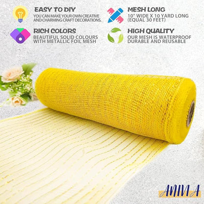 Anivia Deco Mesh Ribbon, 10inch x 30 Feet Each Roll Metallic Foil Mesh Ribbon - Image 3