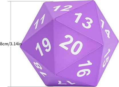 Large Foam D20 Dice, 80mm Purple 20 Sided Dice D&D Polyhedral Set - Image 7