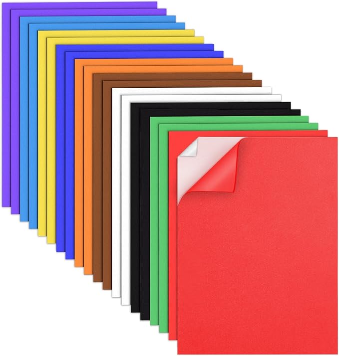 MEARCOOH 20-Pack Self Adhesive Foam Sheets, 10 Colors 2mm Sticky Eva Foam Paper by MEARCOOH