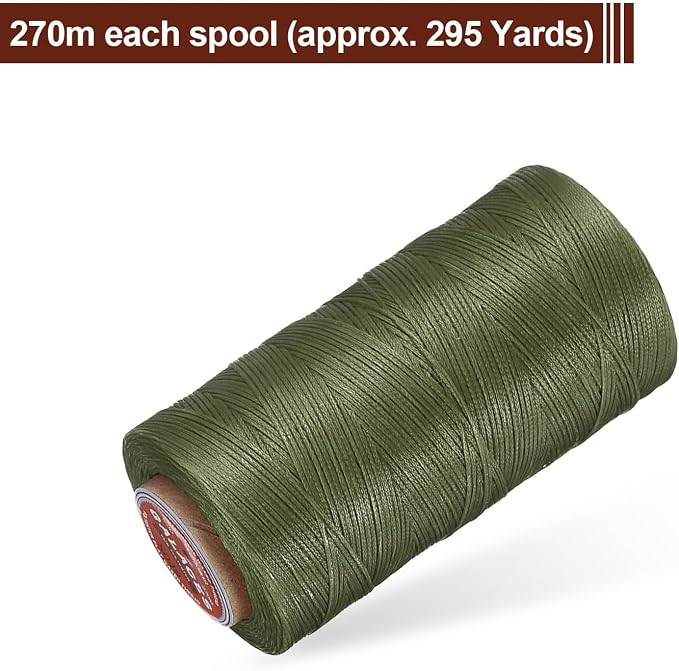 uxcell Flat Leather Sewing Waxed Thread, 270m / 295 Yards Polyester Wax String - Image 3