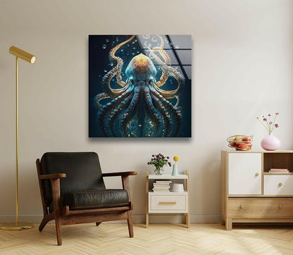 My Photostation.com 24Wx30H'' Underwater Blue Octopus Glass Wall Art Tempered - Image 3