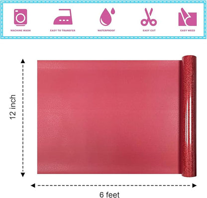 Red Glitter Heat Transfer Vinyl 12Inch*6FT Glitter Iron on Vinyl - Image 2