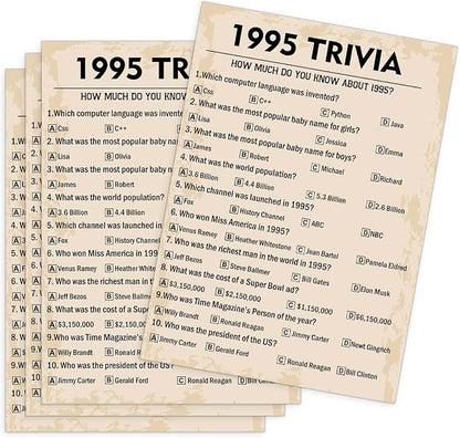 QUPT 30th Birthday Party Games, 1995 Trivia Games, Birthday Party Supplies by QUPT