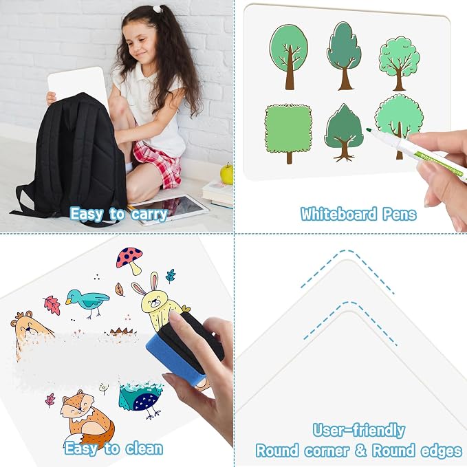 2 PC Small White Board Dry Erase Classroom Pack Boards 9" x12”Personal - Image 4