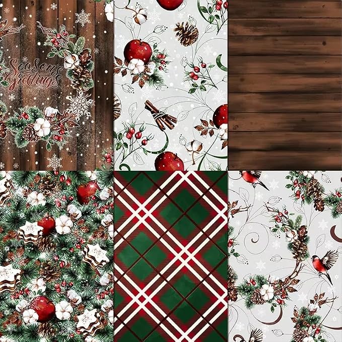 Christmas Scrapbook Paper 12×12, Merry Christmas Tree Deer Patterned Paper - Image 2