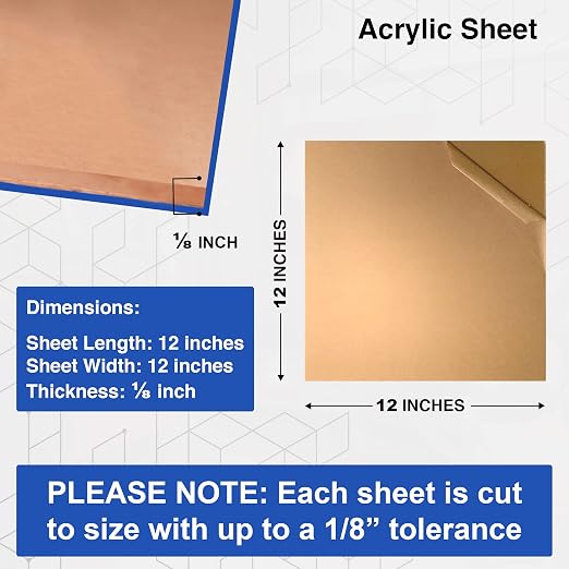 Duco USA-Made Clear Cast Acrylic Sheet 1/8 Inch Thick 12" x 12" - Image 2