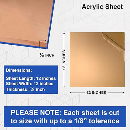 Duco USA-Made Clear Cast Acrylic Sheet 1/8 Inch Thick 12" x 12" - Image 2