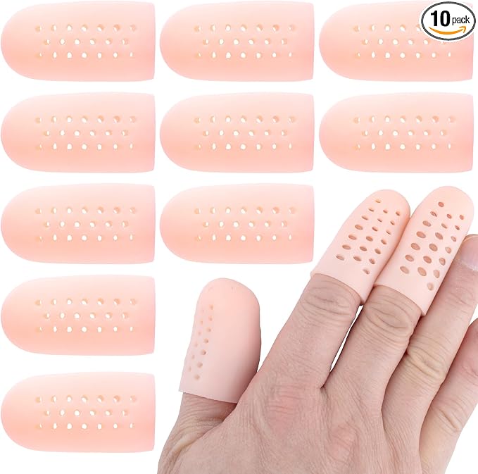 PAGOW 10pcs Gel Finger Cots/Covers, Silicone Finger Protector Support, Finger by PAGOW