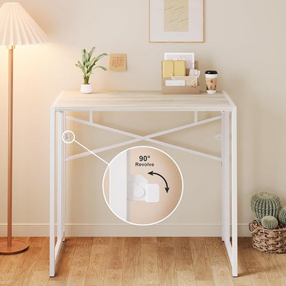 Small Folding Desk 35 inch, No Assembly Required Small Office Desk, Writing - Image 6
