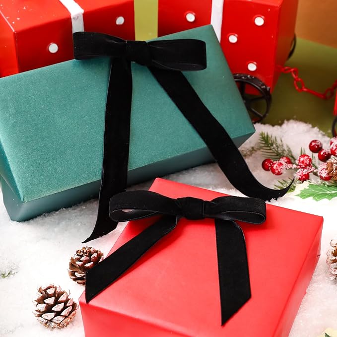 LaRibbons Thin Velvet Ribbon 1 Inch x 25 Yards, Gift Wrapping, Wreath Bow - Image 3