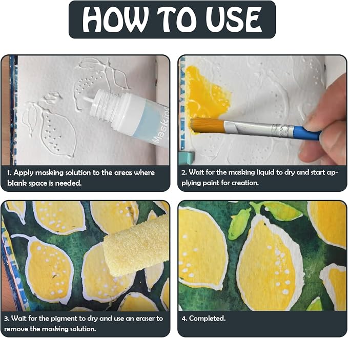 White Masking Fluid for Watercolor Painting 60ml, Resistant Ink and Pouring - Image 4