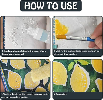White Masking Fluid for Watercolor Painting 60ml, Resistant Ink and Pouring - Image 4