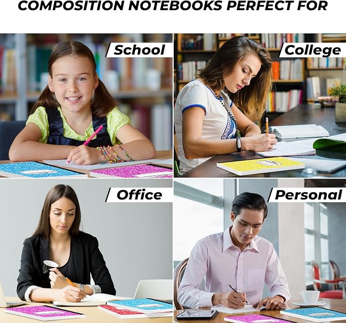 Rosmonde 5000 Pack Composition Notebooks Bulk, Wide Ruled, 200 Pages, 9-3/4 x - Image 5
