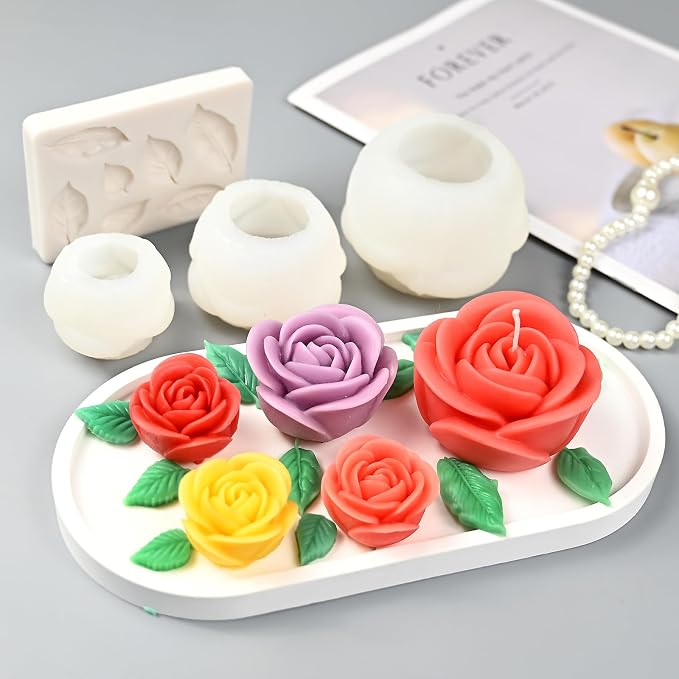 Rose Candle Molds, Epoxy Resin Casting, Wax Soap Clay Plaster Home Décor - Image 2