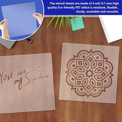 FSWCCK 30 Pcs 4 mil 12 x 12 Inch Translucent PET Blank Stencil Sheets, Mylar - Image 7