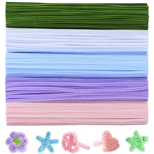 400 Pcs Pipe Cleaners Craft Kit and Craft Supplies Set, 4 Colors Chenille Stems by Unknown