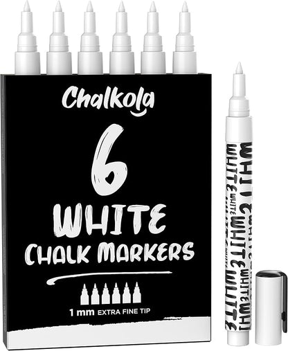 Chalkola White Chalk Markers Fine Tip by Chalkola