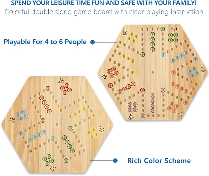 Original Marble Game Wahoo Board Game Double Sided Painted Wooden Fast Track - Image 2